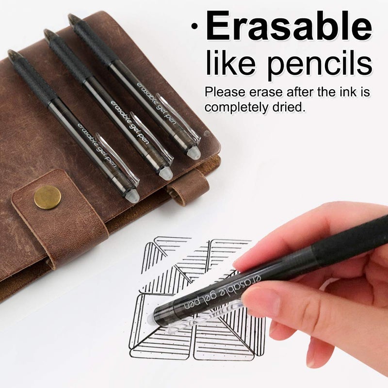 Vanstek 18 Black Retractable Erasable Gel Pens Clicker, Fine Point(0.7), Make Mistakes Disappear, Premium Comfort Grip, Black Ink for Planners, Note Taking and Crossword Puzzles - Image 2